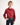 Young boy wearing a red workshirt on a white background