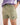 Girl wearing a purple workshirt and green rugger shorts on a white background