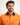 Man wearing a two-tone orange and navy hi-vis Australian cotton work shirt on a white background - close up