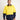 Man wearing a yellow and navy hi-vis Australian cotton work shirt on a plain background
